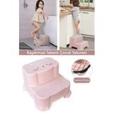Meleni Baby Kaydırmaz Çocuk Taburesi Çift Basamaklı Banyo Lavabo Pembe Merdiven Yükseltici Bebek Basamağı