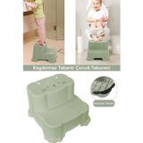 Meleni Baby Kaydırmaz Çocuk Taburesi Çift Basamaklı Banyo Lavabo Yeşil Merdiven Yükseltici Bebek Basamağı