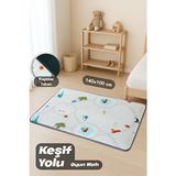 Meleni Baby Keşif Yolu Oyun Matı - Kaymaz Taban Leke Tutmaz Çocuk Bebek Odası Oyun Halısı 140X100 cm - Çok Renkli - 100 x 140 cm