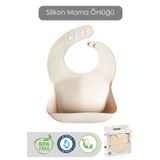 Meleni Baby Mega Boy Silikon Mama Önlüğü - Çift Kilitli Ayarlanabilir Bebek Mama Önlüğü - Bej