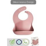 Meleni Baby Mega Boy Silikon Mama Önlüğü - Çift Kilitli Ayarlanabilir Bebek Mama Önlüğü - Pembe