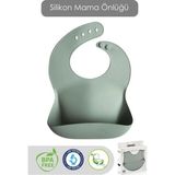 Meleni Baby Mega Boy Silikon Mama Önlüğü - Çift Kilitli Ayarlanabilir Bebek Mama Önlüğü - Yeşil