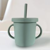 Meleni Baby Sızdırmaz Kapaklı Silikon Pipetli Bebek Alıştırma Bardağı 7,5 cm Yeşil BPA İçermez