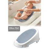 Meleni Baby Soft Bebek Küveti - Silikon Fileli Bebek Besleme, Yıkama Banyo Küveti, Bebek Banyo Oturağı Mavi