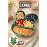 Meleni Baby Tavşan Figürlü Beslenme Tabağı - 4 Bölmeli Bebek Yemek Kasesi Mama Kabı Yeşil