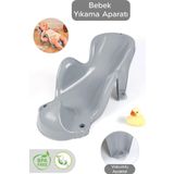 Meleni Baby Vakum Tabanlı Bebek Yıkama Banyo Aparatı - Bebek Yıkama Koltuğu Küvet Oturağı - Gri