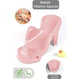 Meleni Baby Vakum Tabanlı Bebek Yıkama Banyo Aparatı - Bebek Yıkama Koltuğu Küvet Oturağı - Pembe