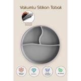 Meleni Baby Vakum Tabanlı Silikon Tabak - Bebek Silikon Mama Tabağı - Antrasit