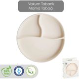 Meleni Baby Vakum Tabanlı Silikon Tabak - Bebek Silikon Mama Tabağı - Krem