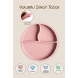 Meleni Baby Vakum Tabanlı Silikon Tabak - Bebek Silikon Mama Tabağı - Pembe