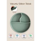 Meleni Baby Vakum Tabanlı Silikon Tabak - Bebek Silikon Mama Tabağı - Yeşil