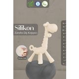 Meleni Baby Zürafa Silikon Diş Kaşıyıcı - Bebek Diş Kaşıyıcı Hayvan Figürlü Oyuncak Dişlik - Bej