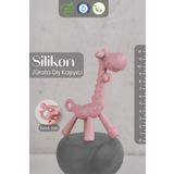 Meleni Baby Zürafa Silikon Diş Kaşıyıcı - Bebek Diş Kaşıyıcı Hayvan Figürlü Oyuncak Dişlik - Pembe