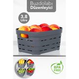 Meleni Home 1 Adet 3,8 Lt Delikli Buzdolabı Düzenleyici - Mutfak Banyo Çok Amaçlı Dolap Içi Organizer Antrasit