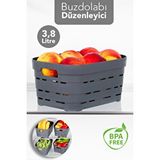 Meleni Home 1 Adet 3,8 Lt Delikli Buzdolabı Düzenleyici - Mutfak Banyo Çok Amaçlı Dolap Içi Organizer Antrasit