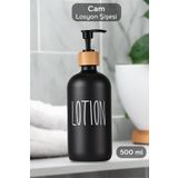 Meleni Home 1 Adet Banyo Sıvı Sabunluk - Cam Losyon Şampuan Şişesi 500 ml - Siyah