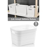 Meleni Home 1 Adet Dekoratif Piramit Saklama Kutusu - Dolap Içi Düzenleyici Çok Amaçlı Organizer 5 Litre Beyaz