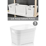Meleni Home 1 Adet Dekoratif Piramit Saklama Kutusu - Dolap Içi Düzenleyici Çok Amaçlı Organizer 5 Litre Beyaz