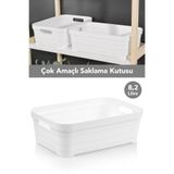 Meleni Home 1 Adet Dekoratif Piramit Saklama Kutusu - Dolap İçi Düzenleyici Çok Amaçlı Organizer 8,2 Litre Beyaz
