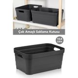 Meleni Home 1 Adet Dekoratif Piramit Saklama Kutusu - Dolap Içi Düzenleyici Organizer Kutu 10,8 Litre Antrasit