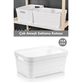 Meleni Home 1 Adet Dekoratif Piramit Saklama Kutusu - Dolap Içi Düzenleyici Organizer Kutu 10,8 Litre Beyaz