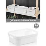 Meleni Home 1 Adet Dekoratif Piramit Saklama Kutusu - Dolap İçi Düzenleyici Organizer Kutu 2,8 Litre Beyaz