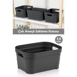 Meleni Home 1 Adet Dekoratif Piramit Saklama Kutusu - Dolap İçi Düzenleyici Organizer Kutu 3,8 Litre Antrasit