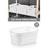 Meleni Home 1 Adet Dekoratif Piramit Saklama Kutusu - Dolap Içi Düzenleyici Organizer Kutu 3,8 Litre Beyaz