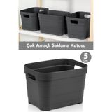 Meleni Home 1 Adet Dekoratif Piramit Saklama Kutusu - Dolap İçi Düzenleyici Organizer Kutu 5 Litre Antrasit