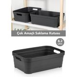 Meleni Home 1 Adet Dekoratif Piramit Saklama Kutusu - Dolap İçi Düzenleyici Organizer Kutu 8,2 Litre Antrasit