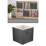 Meleni Home 1 Adet Dolap Içi Düzenleyici - Çamaşır Oyuncak Saklama Kutusu Sepet Organizer 30x30x30 Cm Gri