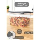 Meleni Home 1 Adet Etiketli Derin Erzak Saklama Kabı - Bakliyat Şeker Un Kabı Gıda Erzak Kutusu 3700 ml Şeffaf - 3,7 lt