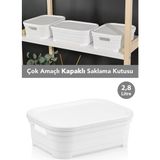 Meleni Home 1 Adet Kapaklı Dekoratif Piramit Saklama Kutusu - Dolap Düzenleyici Organizer Kutu 2,8 Litre Beyaz