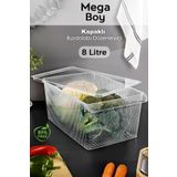 Meleni Home 1 Adet Kapaklı Dolap Içi Buzdolabı Düzenleyici - Mega Boy Organizer Meyve Sebze Saklama Kabı 8 Lt