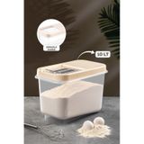 Meleni Home 10 Lt Bakliyat Saklama Kabı - Kayar Kapaklı Erzak Saklama Kabı Un Kabı Krem