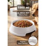 Meleni Home 1000ml Kedi Köpek Mama Kabı - XL Mega Boy Mama Kasesi Evcil Hayvan Su Kabı Beyaz