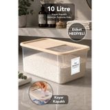 Meleni Home 10Lt Deterjan Saklama Kutusu - Sürgülü Kapak Banyo Düzenleyici Tablet Toz Deterjan Kabı Bej