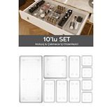 Meleni Home 10'lu Çekmece İçi Çok Amaçlı Organizer -kozmetik Takı Makyaj Organizeri Dolap İçi Düzenleyici Şeffaf Beyaz
