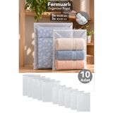 Meleni Home 10'lu Fermuarlı Organizer Set - Seyahat Bavul Düzenleme Kilitli Şeffaf Organizer - 45x35cm - 40x50cm