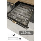 Meleni Home 10'lu Modüler Set Kaşıklık Çekmece Içi Düzenleyici Çatal Kaşık Bıçak Düzenleme Organizeri Şeffaf