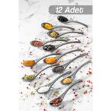 Meleni Home 12 Adet Baharat Kaşığı - Şeker Reçel Baharatlık Kaşığı Antrasit