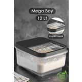 Meleni Home 12 Lt Mega Boy Kayar Kapaklı Un Bakliyat Saklama Kabı - Multibox Çay Şeker Saklama Kutusu Antrasit