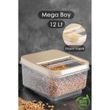 Meleni Home 12 Lt Mega Boy Kayar Kapaklı Un Bakliyat Saklama Kabı - Multibox Çay Şeker Saklama Kutusu Krem