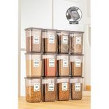 Meleni Home 12'li Etiketli Büyük Boy Baharatlık Seti - Kapaklı Kare Baharat Takımı Saklama Kabı 12x1100 Ml
