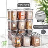 Meleni Home 12'li Mega Set - 12 Adet Hava Almaz Kapaklı Erzak Saklama Kabı 3,5 lt Çok Amaçlı Kullanım