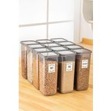 Meleni Home 12'li Pino Etiketli Mega Boy Baharatlık Seti - Kapaklı Kare Baharat Takımı Saklama Kabı 12x1700 Ml