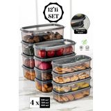Meleni Home 12'li Set Dikdörtgen Smart Sweet Saklama Kabı Seti Düzenleyici - Platin Serisi