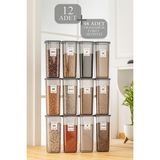 Meleni Home 12'li Set Jumbo Boy Sızdırmaz Kapaklı Kare Erzak Saklama Kabı Antrasit 12 x 1.70 Lt Etiketli