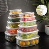 Meleni Home 12'li Sweet Box Saklama Kabı Seti Dikdörtgen Erzak Kabı Kavanoz Şeffaf 2x(300-500-850-1350-2000-3150ml)