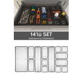 Meleni Home 14'lü Dolap Çekmece İçi Düzenleyici Set - Vida Dübel Hırdavat Avadanlık Düzenleyici Organizer